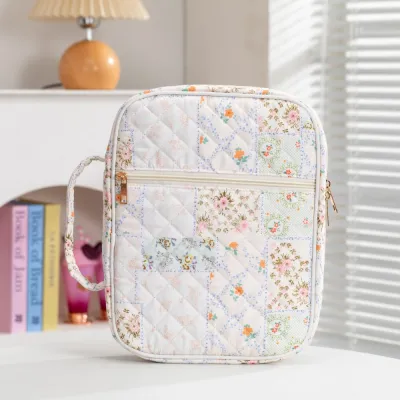 MUSASI Embroidered Book Sleeve Dustproof Quilted Book Carrying Case Cute With Zipper Book Protector Cover Gift