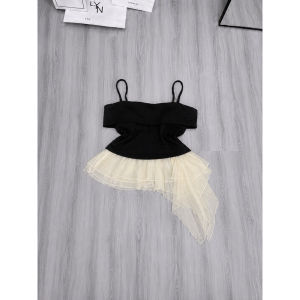 Áo 2 dây Knit phối lưới Fairy layer