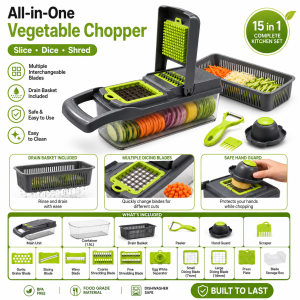 HAILANG Portable 18-in-1 Food Chopper Vegetable Slicer Dicer Cutter with Box Household Kitchen Cutting Tool for Fruits Vegetables