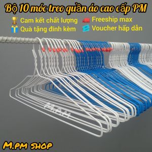 [CÓ QUÀ TẶNG ĐƯỢC CHỌN MÀU] Bộ 10 Móc phơi quần áo cao cấp PM -Loại Dày- chống oxy hóa ăn mòn - loại Dày - Cloth Hanger (Mỗi bộ 1 màu) - Móc treo quần áo thép phủ nhựa PP cao cấp