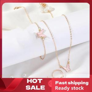 🚚【Local Express Delivery】🚚 5PCS Fashion Butterfly Pendants Necklace Earrings Ring Bracelet Sets For Women Jewelry Set Bridal Wedding Jewelry Gift