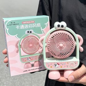 Cute Mini Desktop USB Rechargeable Table Fan Portable Small Cooling Fan Kawaii Ornamental Electric Fan Creative Gift For Student Dorm Office Bedroom Desk