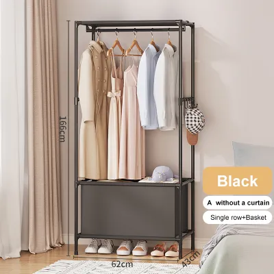 FurnishFiesta Dustproof Wardrobe Cabinet Clothes Organizer Rack with Curtain Bedroom Cabinet with Clothes Cover Multi-functional na aparador na gawa sa tela