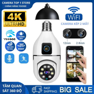 [MUA 1 TẶNG 1] Camera Wifi Yoosee Chui Bóng Đèn 2 Mắt Full Hd Xoay 360 ĐộHỗ Trợ Hồng Ngoại & Flash Màu  Đàm Thoại Hai Chiều- Báo Động Chống Trộm- Ban Đêm Có Màu- Wifi Không Dây Trong Nhà Quan Sát Từ Xa Qua Điện Thoại Theo Dõi Chuyển Động -GIAO HỎA TỐC