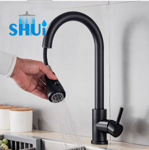 Kran Sink Mixer Tarik Stainless Steel SUS 304 Hitam/Black/Kran Cuci Piring