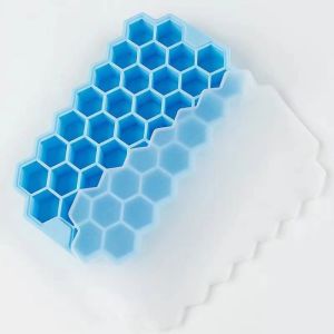 Ice Tray With Lid 37 Cell Honeycomb Shape Silicone Ice Cube Molder