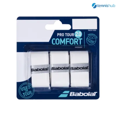 Babolat Pro Tour 2.0 Overgrip (3 Grips/Pack) White Tennis Grip