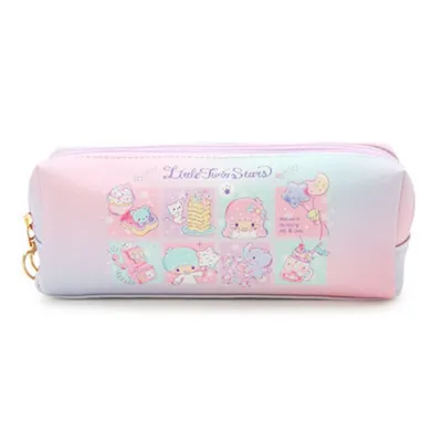LVYIMAO 2025 Sanrio กระเป๋าหนังใส่ดินสอ PU น่ารักเมโลดี้เฮลโลคิตตี้คุโรมิ Cinnamoroll สองชั้นเครื่องเขียนกระเป๋าเก็บของรูปหัวใจซิปกระเป๋าใส่ดินสอ