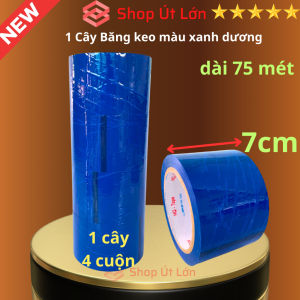 Băng keo màu xanh dương OPP rộng 7cm dài 75 mét lõi giấy 3mm 1 cây 4 cuộn giá tại xưởng