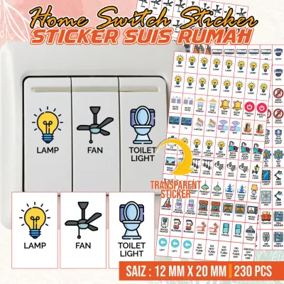 Sticker Switch Label (230pcs) Colour Wall Switch Panel