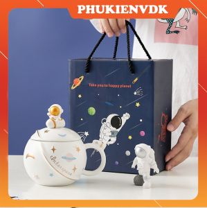 Ly cốc sứ quà tặng phi hành gia Cốc đôi văn phòng cốc cà phê