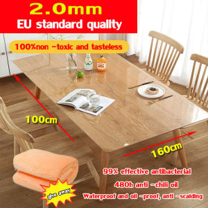 4/6/8/10 Seater 2.0mm PVC table cover 200% transparent 65°Rounded corner Water proof Oil Proof Anti-slip Antibacterial Table cushion Protective table