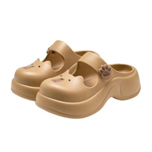 NOVAWEAR Cute Platform Slippers Women Cat Paw Closed Toe Women Shoes Kawaii Anti-slip Cartoon Capybara Slippers Women