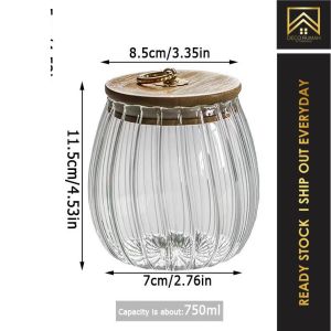 DR Large 750ML Glass Jar Creative Food Storage Container Cookie Tea Milo Sugar Cereals Flour Bekas Rempah Kaca 玻璃香料容器