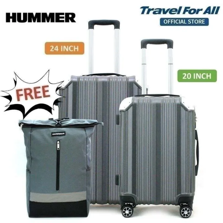 HUMMER ABS Luggage Bundle 2 In 1 (20 inch + 24 inch) with Free Gift Backpack