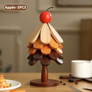 Mishilei Wooden Tree Shape Pot Mat Multi-Functional Non Slip Anti Scald Solid Wood Coaster Tatakan Gelas 杯垫
