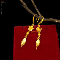 PQH KONG Jewellery Gold 916 Original Malaysia Earrings for Women Leaf Pendant Long Drop Dangle Hook Gold Earrings Party Jewelry Fashion Gold Jewellery Exquisite Flower Earrings Earing Set for Girls Korean Style Subang Telinga Perempuan. 