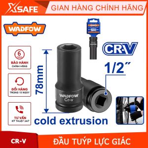 Đầu tuýp lục giác 1/2 inch bản dài đủ kích cỡ WADFOW đầu khẩu thép Cr-V siêu cứng chống rỉ sét mở bulong ốc đầu tiếp lục giác