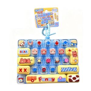 Gazellet keyboard keychain fidget fidget clicker Colorful Keycap LED Keyboard Key Toy Clear Clicker 9 Keys Button Finger Clicker Toys Decorative Comfortable Touch Decompression Fidget Keychain Anti-Stress