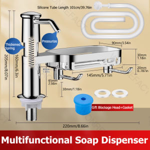 Kitchen Household Sink Soap Dispenser Dishwashing Liquid Soap Dispenser Extension Tube Detergent Water Pump Countertop Sink Soap Dispenser With Tray Hook