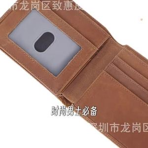 AE Spot Goods RFID Mens wallet made of genuine crazy horse leather card holder coin purse money clip bank card holder wallet