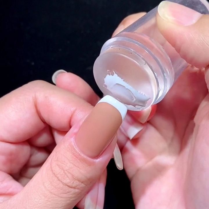 【Natural style】Silicone Nail Stamper French Nail Tips Double Head Transparent Jelly Stencil Template Seal Stamper Scraper For Fast Nails Tip