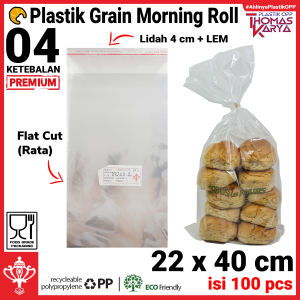 Plastik OPP 22x40 TEBAL isi 100 Kantong Bening Kemasan Roti Tawar Kue Undangan Souvenir Lem Seal