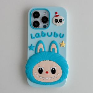 【New】Cartoon Colorful Labubu Shape Anti-drop Liquid Silicone Phone Case For iPhone 11 12 13 14 15 16 Series