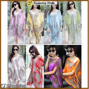 [Towering Pride] Mùa Hè Mặt Trời Bảo Vệ Voan In Khăn Khăn Quàng Khăn Polyester Khăn Choàng Cho Phụ Nữ Bãi Biển Lụa Biến Trang Trí Khăn Choàng