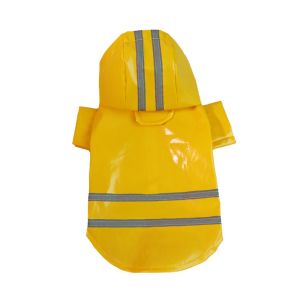 OUTOPEN Reflective Dog Hooded Raincoat PU Towable Dog Rain Cloak Stylish Waterproof Small Dog Clothes Puppy