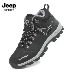 Jeep Men Winter Boots Outdoor Hiking Running Walking Shoes Men Casual Sneakers Antil-Slip Sport Shoes Warm Plush Ankle Boots Winter