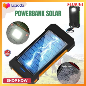 Power Bank Powerbank Tenaga Solar Matahari Power LED Light USB 20000mAh