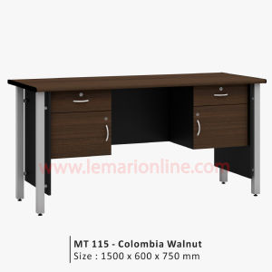 Meja Kantor Modern Jumbo MT 115 dengan 4 Rak - Warna Mahogany/Columbia Walnut/Beech