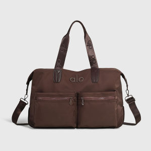 ALO Women Dual Front Pocket Duffle Bag Printed Handle Removable Crossbody Strap Large Capacity Gym Overnight Travel Handbag For Ladies