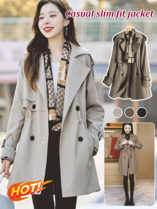 Mid-length trench coat Casual slim jacket for women Casual slim fashion jacket Korean style large size fashion