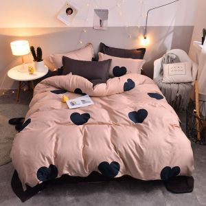 Hans Elegant Home  ins Internet Celebrity Four-Piece Set   Bedding skin-friendly cotton sheet duvet cover student dormitory three-piece set LZD