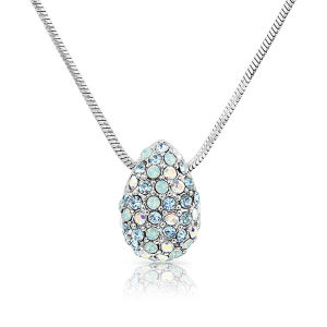 SO SEOUL Glimmering Teardrop Mixed Colored Austrian Crystal Pendant Chain Necklace