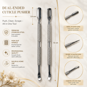 JNR Nail Pusher Tools /美甲工具死皮修甲钢推不锈钢金属加粗钢推修甲缘角质推去死皮钢推