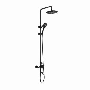 Shower Set Black 304 Stainless Steel Rainfall Shower Faucet Set Swivel Tub Spout Bath Shower Mixer Tap For Hot and Cold Water Rainfall Shower Head