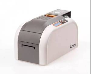Id card printer Hiti cs 200e เครื่องพิมพ์บัตรพลาสติก hiti รุ่น cs-200e แถมริบบอนสี 1 ม้วน ริบบอนสีดำ 1 ม้วน บัตรขาว 400 ใบ รับประกัน 3 ปี