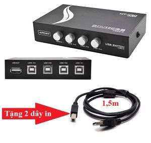 Bộ chia 4 máy tính dùng chung 1 máy in Switch USB MT-VIKI Tặng kèm 2 Dây máy in 1.5m