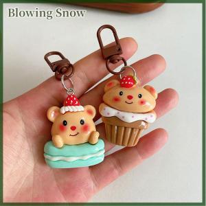 Blowing Lovely Cartoon Little Bear Keychain For Women Girls Cute Sweet Backpack Decoration Kawaii Car Keyring Accessories Couple Gift