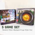 5 Games Set Roulette Poker Blackjack Craps Poker Dice Casino Game Card Game Set. 
