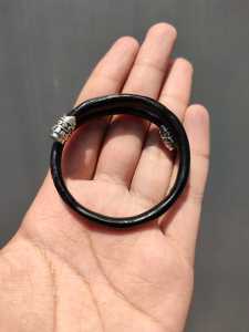 Gelang Akar Bahar Hitam Lentur Size Anak VariasI Alpaka
