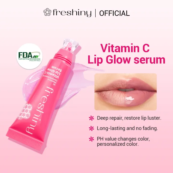 vitamin c lip glow serum Found my new favorite care by @freshinyofficial , It is the Freshiny Lip , It is hydrating and moisturizing, color changing, non sticky and lightweight. Qualities you've been Get all 4 C Lip Serum shades with SPF 30 Live Tinted - Superbright 15%