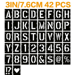 Ginca 42 PCS Letter Stencils 3 Inch Interlocking Craft Stencils Kit Reusable Plastic Alphabet Templates