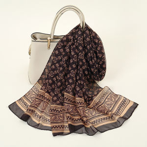 Tudung R Vintage Old Money Printed Shawl R Print Women Long Scarf Chiffon Shawl Muslim Bawal Hijab 160 cm x 50 cm