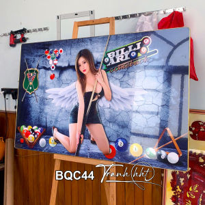 Tranh trang trí phòng bida Tranh decor bida billiard Tranh treo tường Billiards Bida Bi-a cô gái tráng gương 3d BQC44
