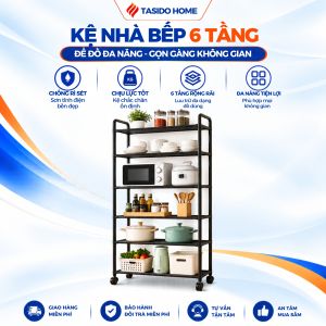 Giá để đồ nhà bếp TASIDO 6 tầng khung thép sơn tĩnh điện chống rỉ kệ đa năng để đồ dùng nhà bếp lò vi sóng nồi cơm