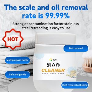 Kitchen Stain Remover Bubble Powder Cleaner Under Pan Rust Remover Spray Lazy Cookware Cleaning Solution Professional Grade Carbon Remover Eco Friendly Stain Fighter Foaming Degreaser Powder Burnt Grease Remover Oxygen Activated